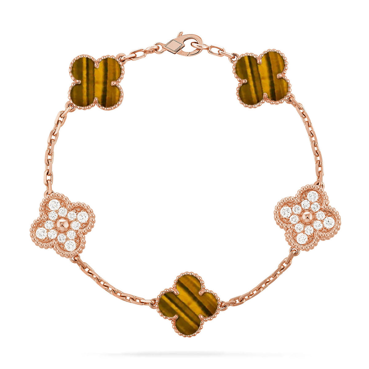 [⭐Spark] CLOVER 5 MOTIFS TIGER EYE BRACELET COLLECTION
