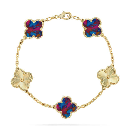 [⭐Spark]CLOVER 5 MOTIF COLOR GEMSTONES BRACELET COLLECTION