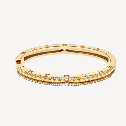 [⭐Spark]ZERO 1 SPIRAL AND PAVED DIAMOND GOLD BRACELET