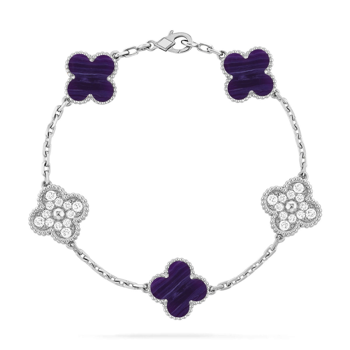 [⭐Spark]CLOVER 5 MOTIF PURPLE STRIPES BRACELET COLLECTION