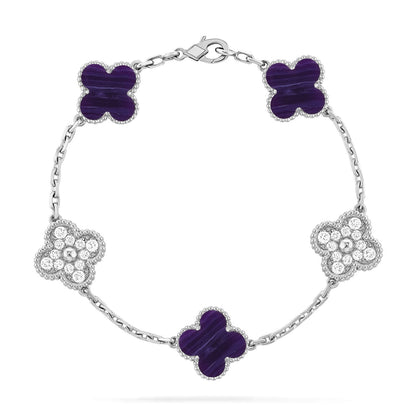 [⭐Spark]CLOVER 5 MOTIF PURPLE STRIPES BRACELET COLLECTION