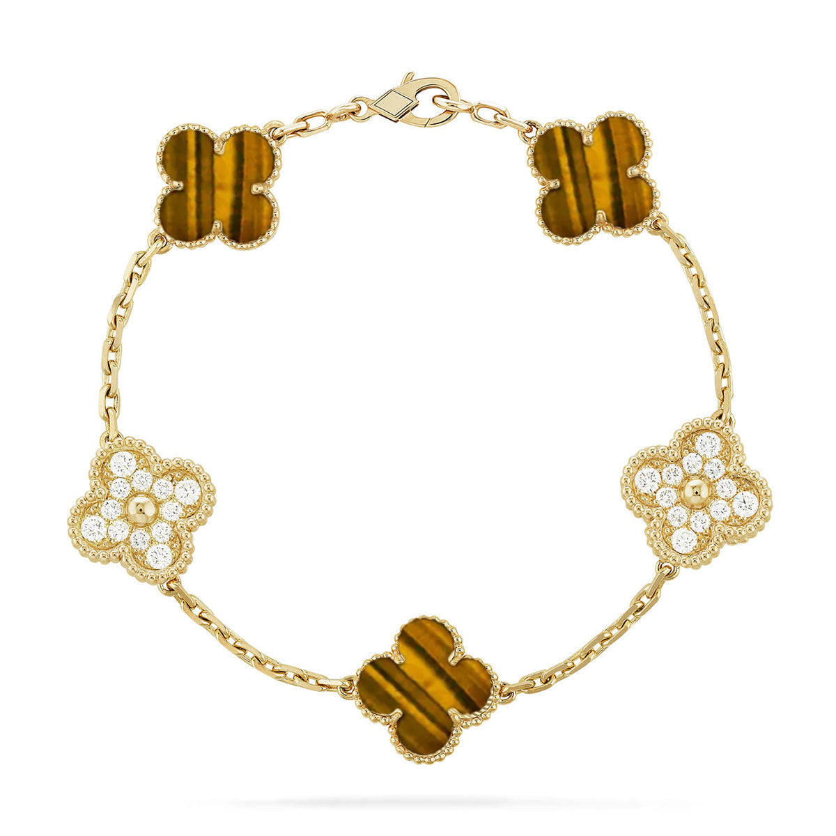 [⭐Spark] CLOVER 5 MOTIFS TIGER EYE BRACELET COLLECTION