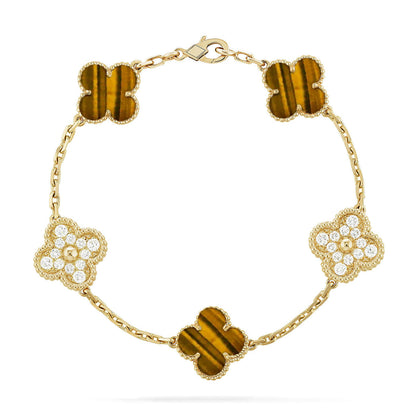 [⭐Spark] CLOVER 5 MOTIFS TIGER EYE BRACELET COLLECTION