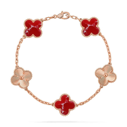[⭐Spark]CLOVER 5 MOTIF RED PATTERN BRACELET COLLECTION