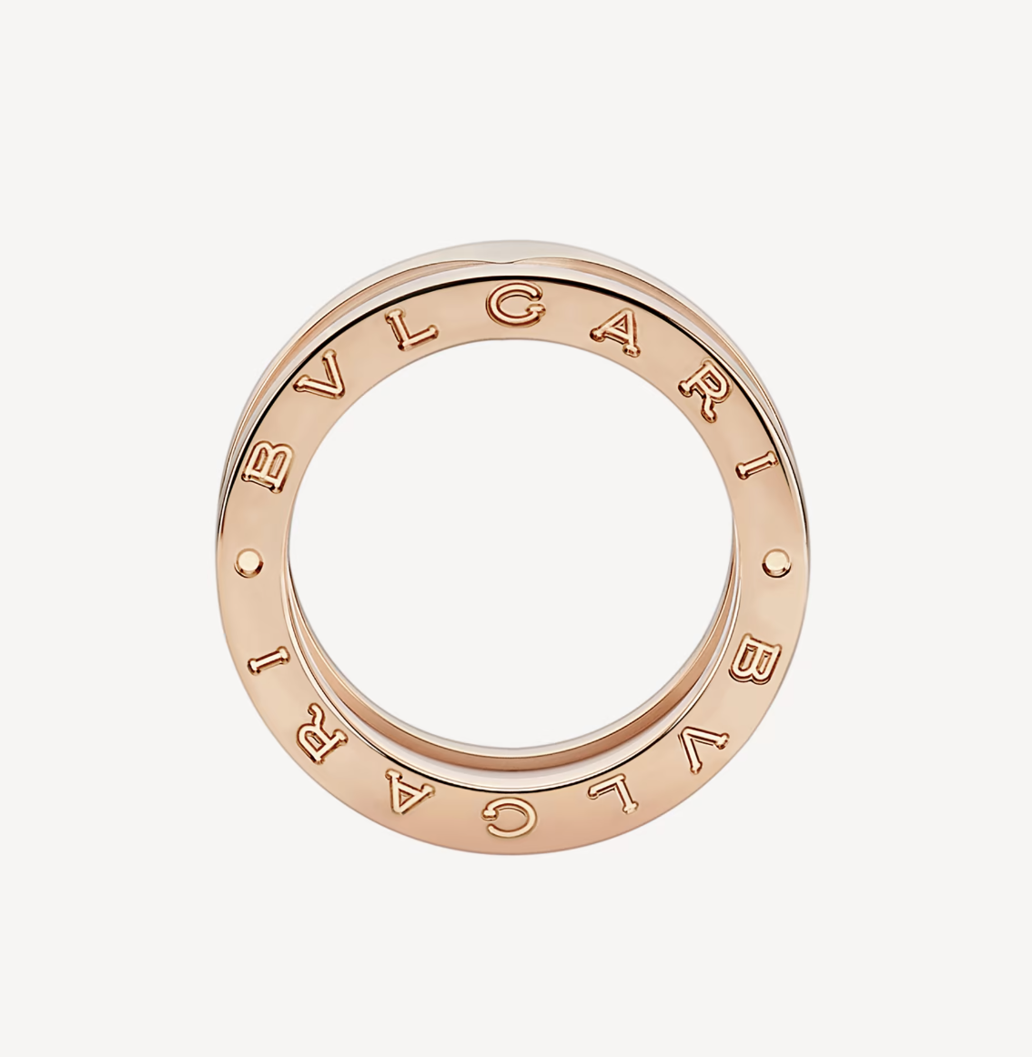 [⭐Spark]ZERO 1 TWO-BAND LOOPS AND WHITE CERAMIC SPIRAL PINK GOLD RING