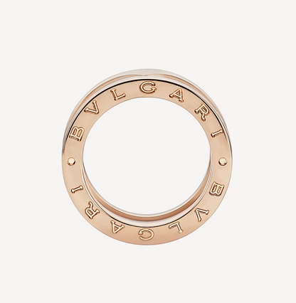 [⭐Spark]ZERO 1 TWO-BAND LOOPS AND WHITE CERAMIC SPIRAL PINK GOLD RING