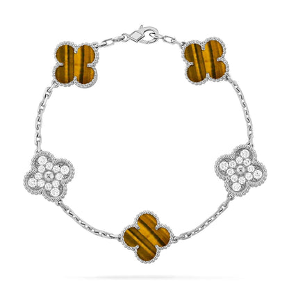 [⭐Spark] CLOVER 5 MOTIFS TIGER EYE BRACELET COLLECTION