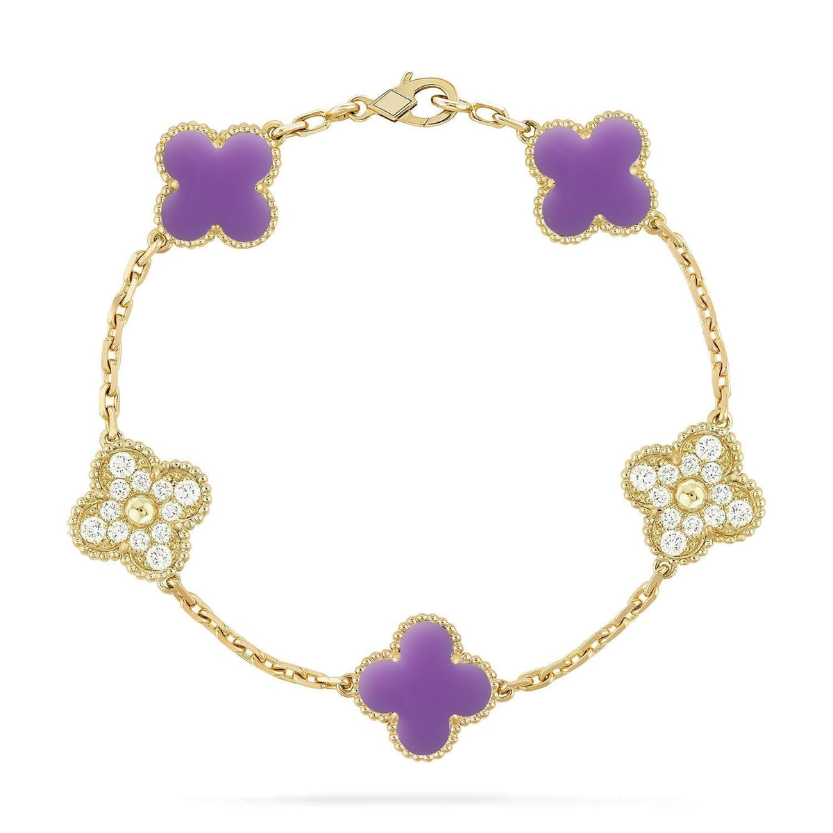 [⭐Spark]CLOVER 5 MOTIF LIGHT PURPLE BRACELET COLLECTION