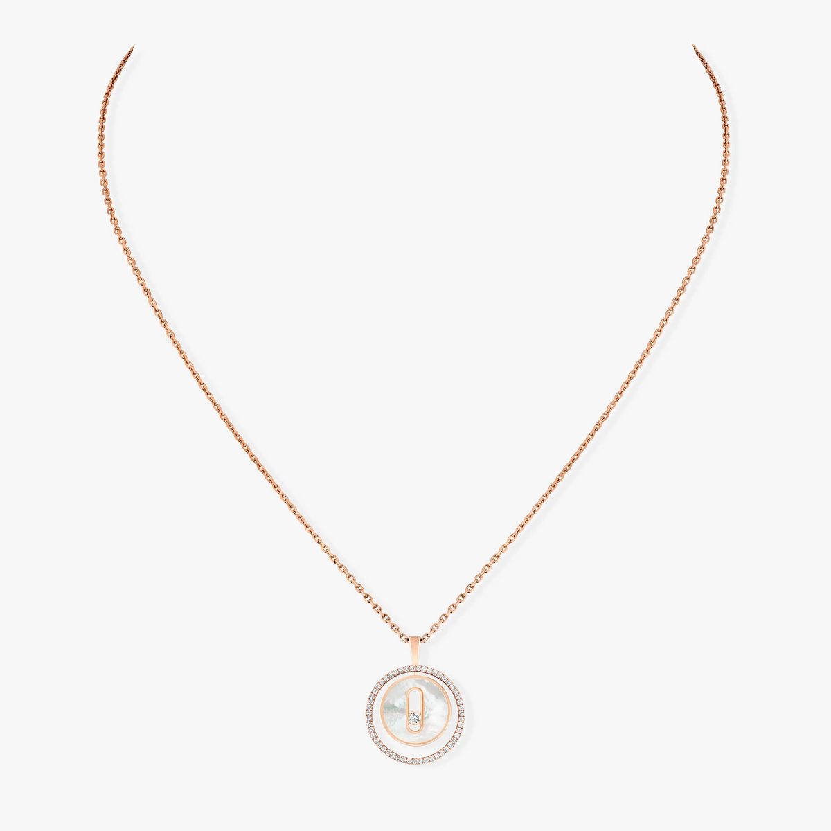 [⭐Spark]Demo MOVE 1 DIAMOND WHITE MOTHER OF PEARL PINK GOLD DIAMOND NECKLACE