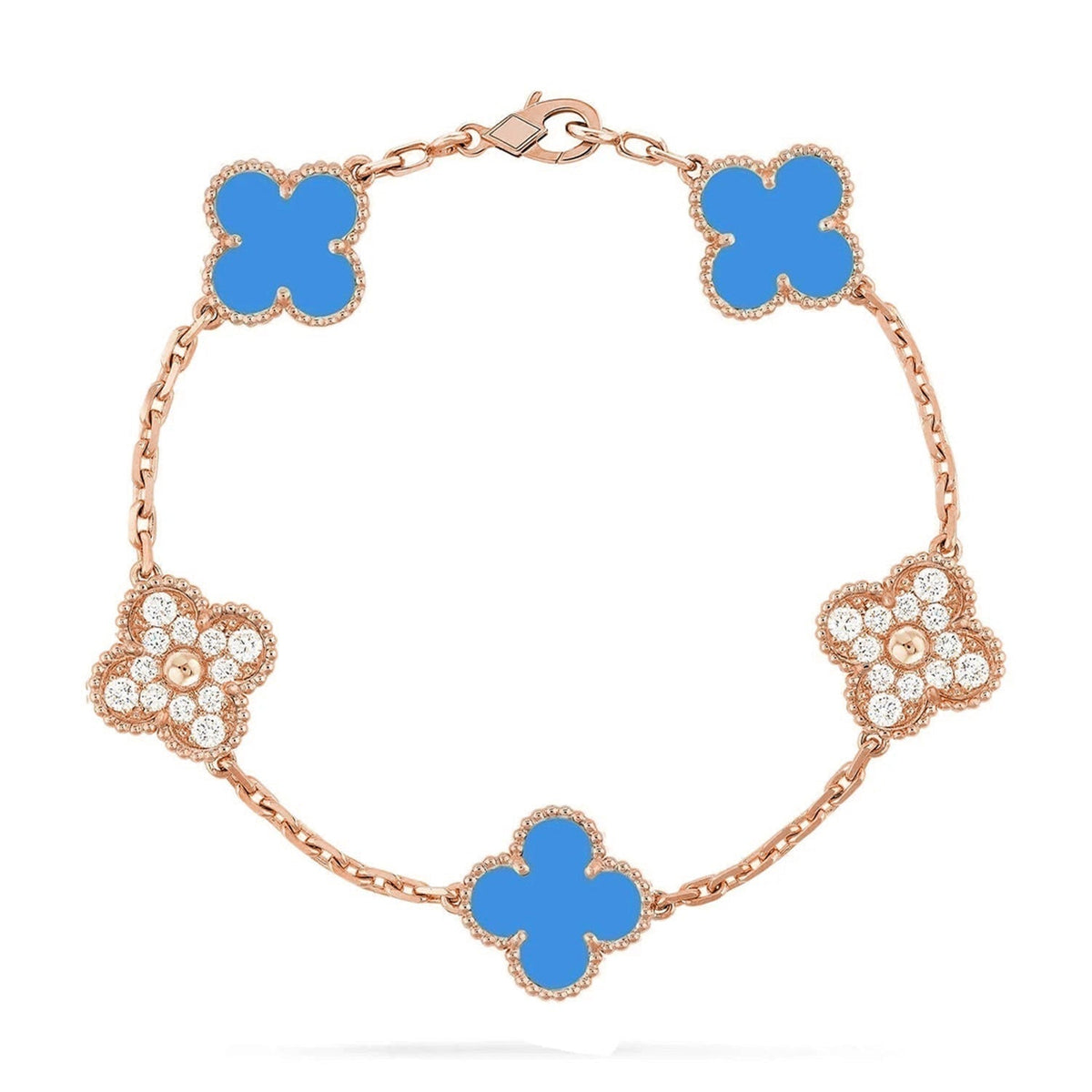 [⭐Spark] CLOVER 5 MOTIF BLUE AGATE BRACELET COLLECTION