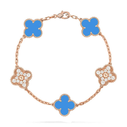 [⭐Spark] CLOVER 5 MOTIF BLUE AGATE BRACELET COLLECTION