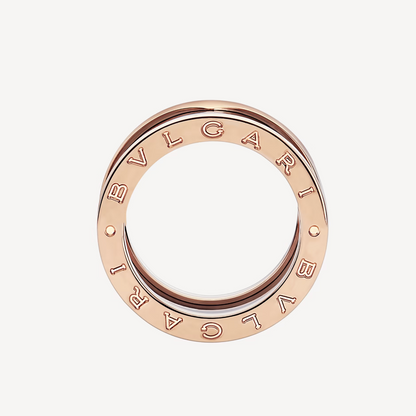 [⭐Spark]ZERO 1 FOUR-BAND LOOPS AND BLACK CERAMIC SPIRAL PINK GOLD RING