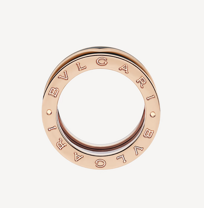 [⭐Spark]ZERO 1 TWO-BAND WITH MATTE BLACK CERAMIC PINK GOLD RING