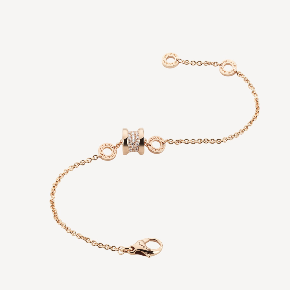 [⭐Spark]ZERO 1 SOFT PINK GOLD WITH PAVED DIAMONDS ON THE SPIRAL BRACELET
