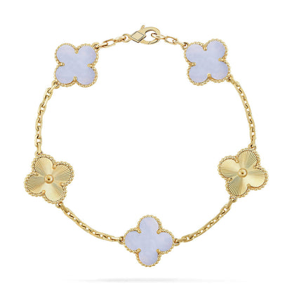 [⭐Spark] CLOVER 5 MOTIF PURPLE CHALCEDONY BRACELET COLLECTION