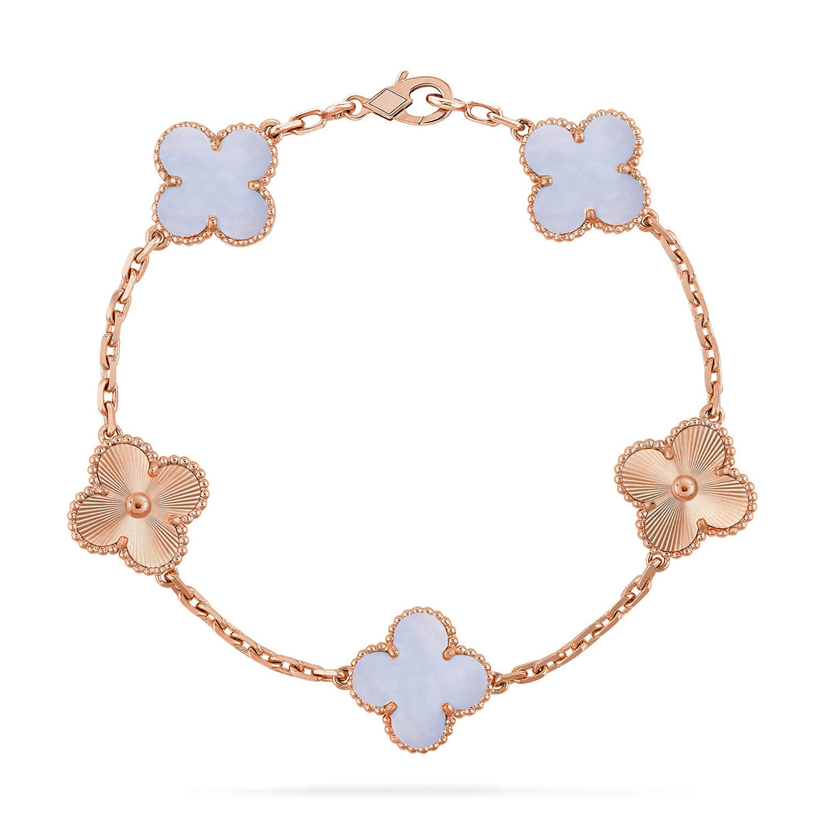[⭐Spark] CLOVER 5 MOTIF PURPLE CHALCEDONY BRACELET COLLECTION
