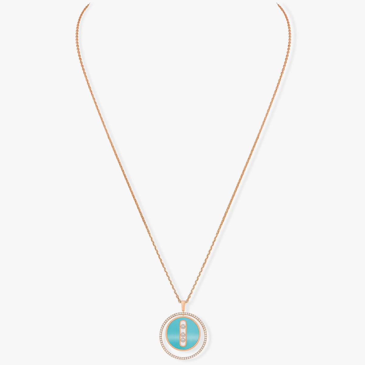 [⭐Spark]Demo MOVE 3 DIAMONDS TURQUOISE PINK GOLD DIAMOND NECKLACE