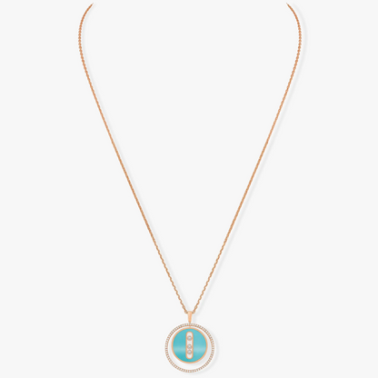 [⭐Spark]Demo MOVE 3 DIAMONDS TURQUOISE PINK GOLD DIAMOND NECKLACE