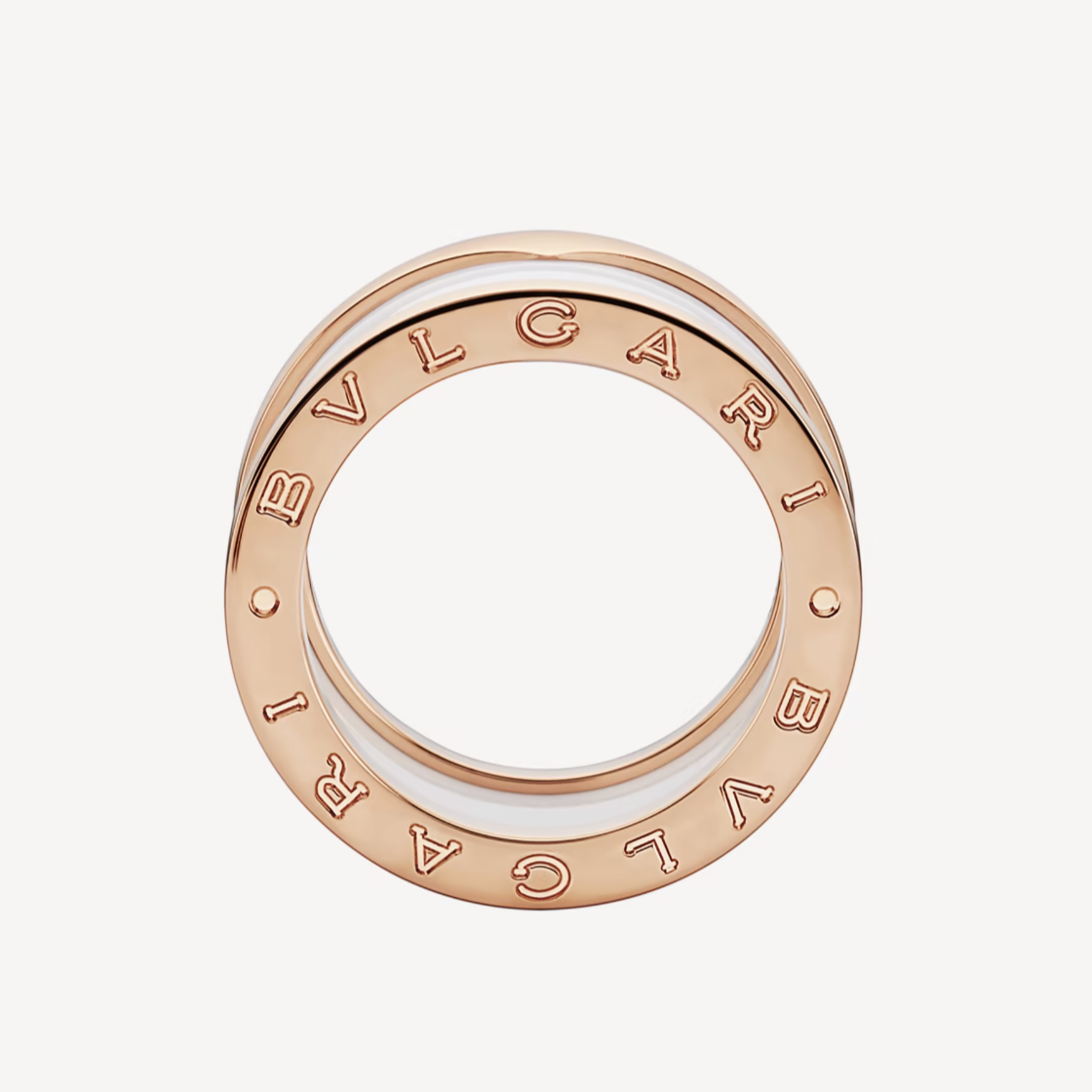 [⭐Spark]ZERO 1 FOUR-BAND LOOPS AND WHITE CERAMIC SPIRAL PINK GOLD RING