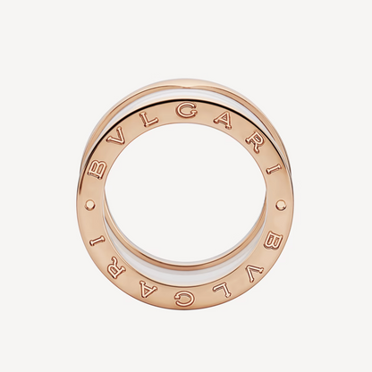 [⭐Spark]ZERO 1 FOUR-BAND LOOPS AND WHITE CERAMIC SPIRAL PINK GOLD RING