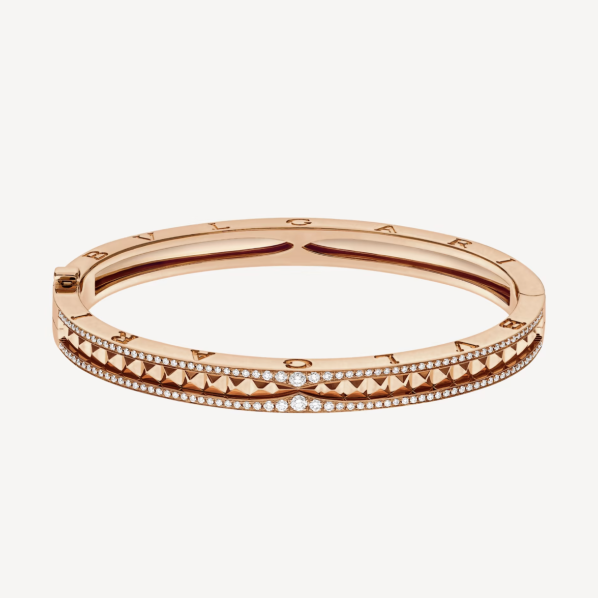 [⭐Spark]ZERO 1 SPIRAL AND PAVED DIAMOND PINK GOLD BRACELET