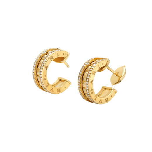 [⭐Spark]ZERO 1 ROCK GOLD EARRINGS WITH STUDDED SPIRAL AND PAVED DIAMONDS