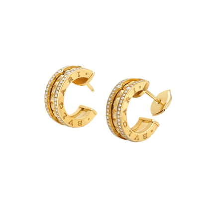 [⭐Spark]ZERO 1 ROCK GOLD EARRINGS WITH STUDDED SPIRAL AND PAVED DIAMONDS