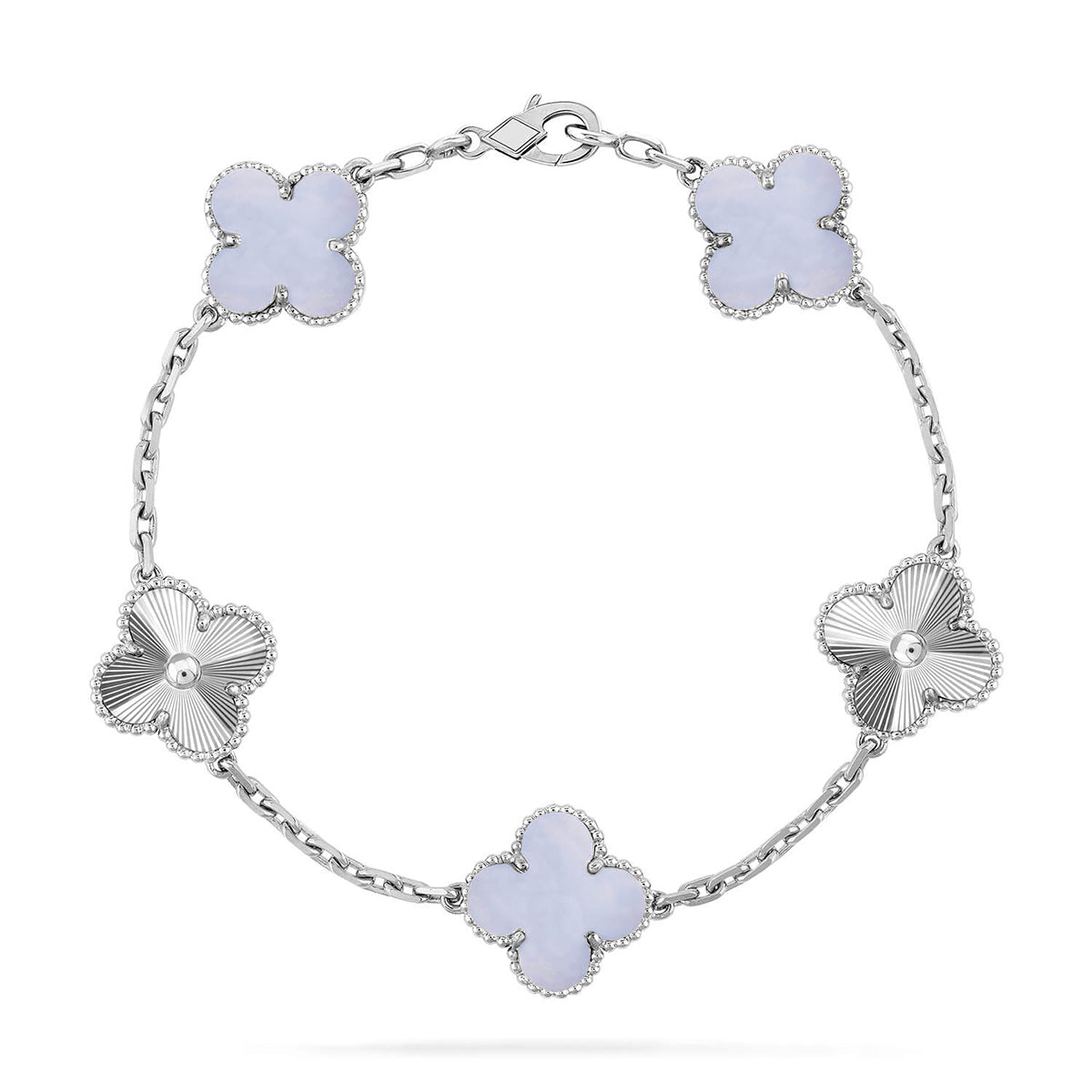 [⭐Spark] CLOVER 5 MOTIF PURPLE CHALCEDONY BRACELET COLLECTION