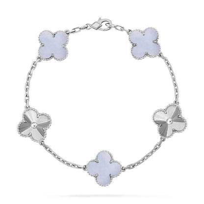 [⭐Spark] CLOVER 5 MOTIF PURPLE CHALCEDONY BRACELET COLLECTION