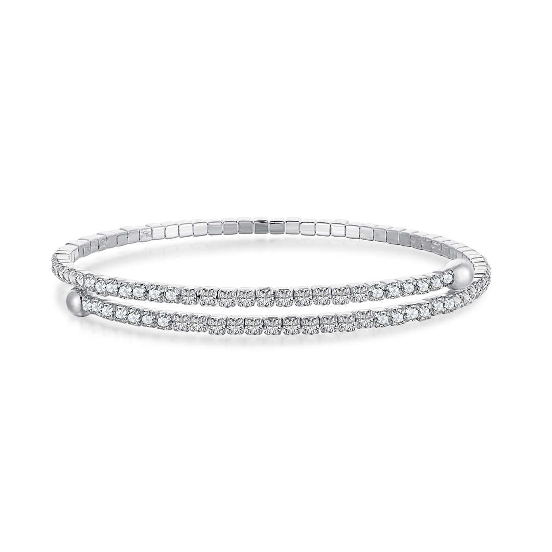 [Spark Jewelry]Row of Diamonds Round Fashion Bracelet