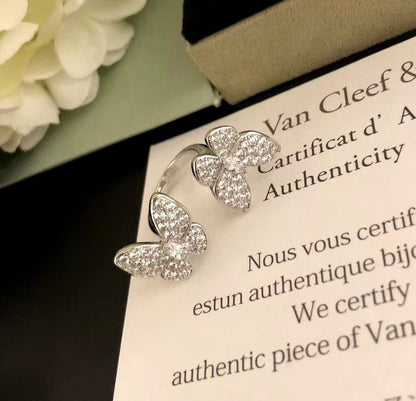 [⭐Spark]TWIN SILVER BUTTERFLY DIAMOND RING