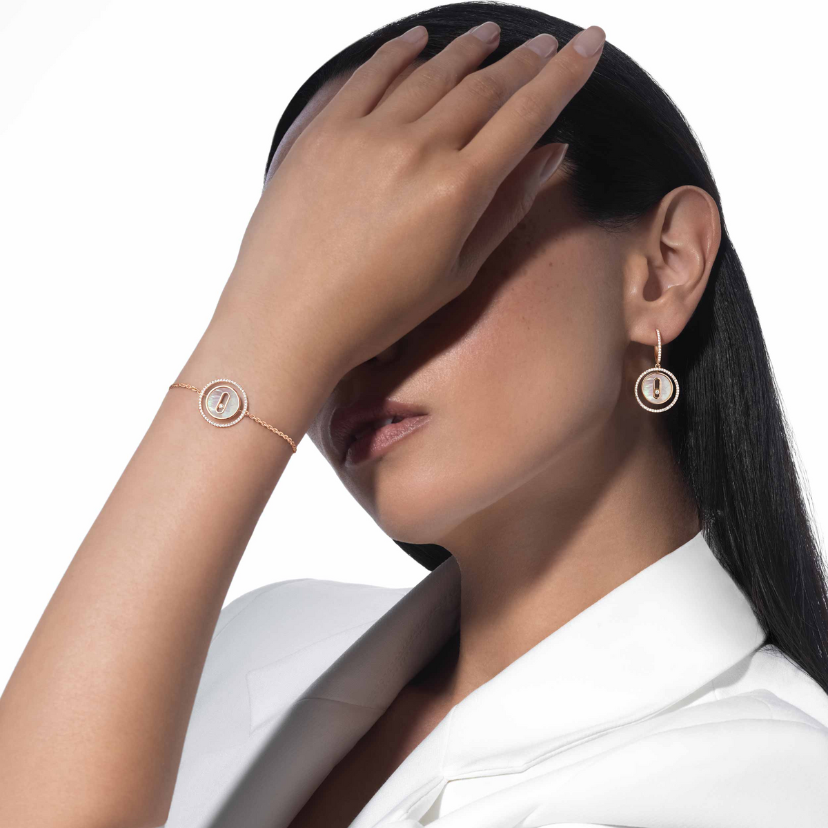 [⭐Spark]Demo MOVE WHITE MOTHER OF PEARL PINK GOLD DIAMOND BRACELET