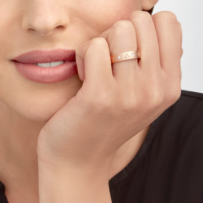 [⭐Spark]ZERO 1 ESSENTIAL PINK GOLD BAND WITH DIAMONDS RING