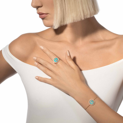 [⭐Spark]Demo MOVE TURQUOISE PINK GOLD DIAMOND BRACELET