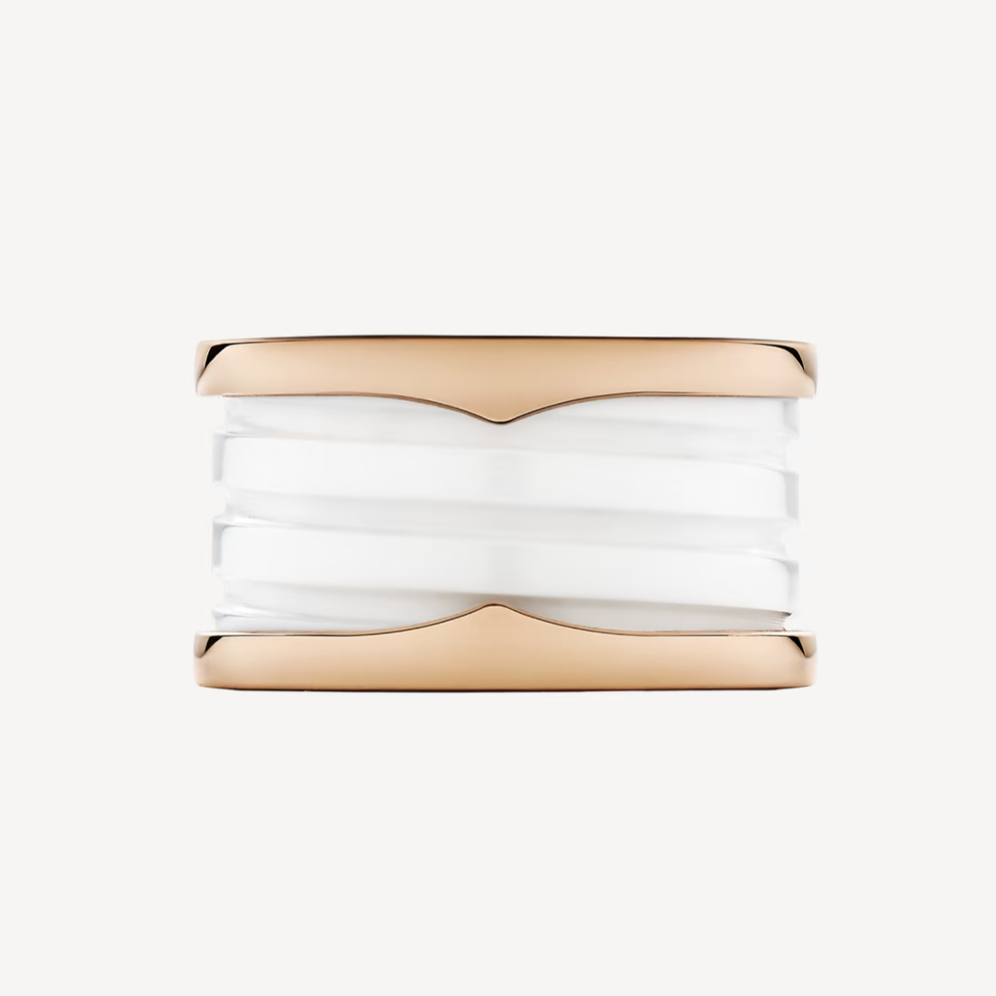 [⭐Spark]ZERO 1 FOUR-BAND LOOPS AND WHITE CERAMIC SPIRAL PINK GOLD RING