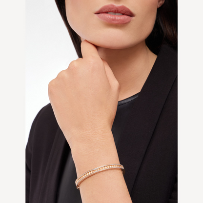 [⭐Spark]ZERO 1 SPIRAL AND PAVED DIAMOND PINK GOLD BRACELET