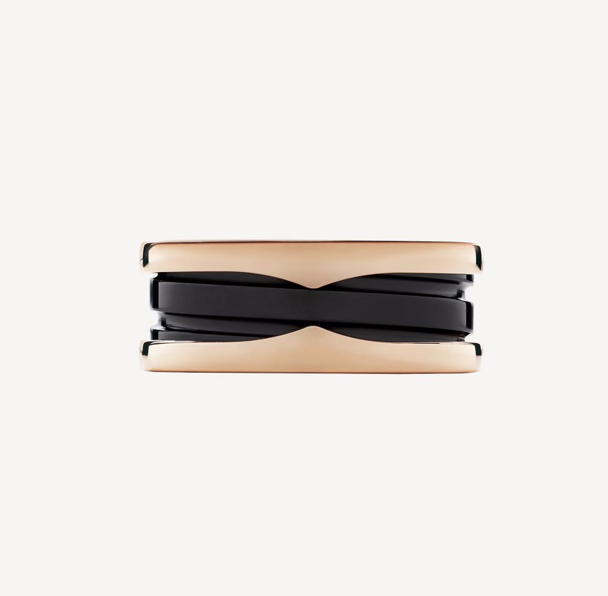 [⭐Spark]ZERO 1 TWO-BAND LOOPS AND BLACK CERAMIC PINK GOLD RING