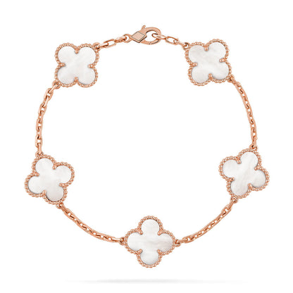 [⭐Spark]CLOVER WHITE PEARL MOP 5 MOTIF BRACELET COLLECTION