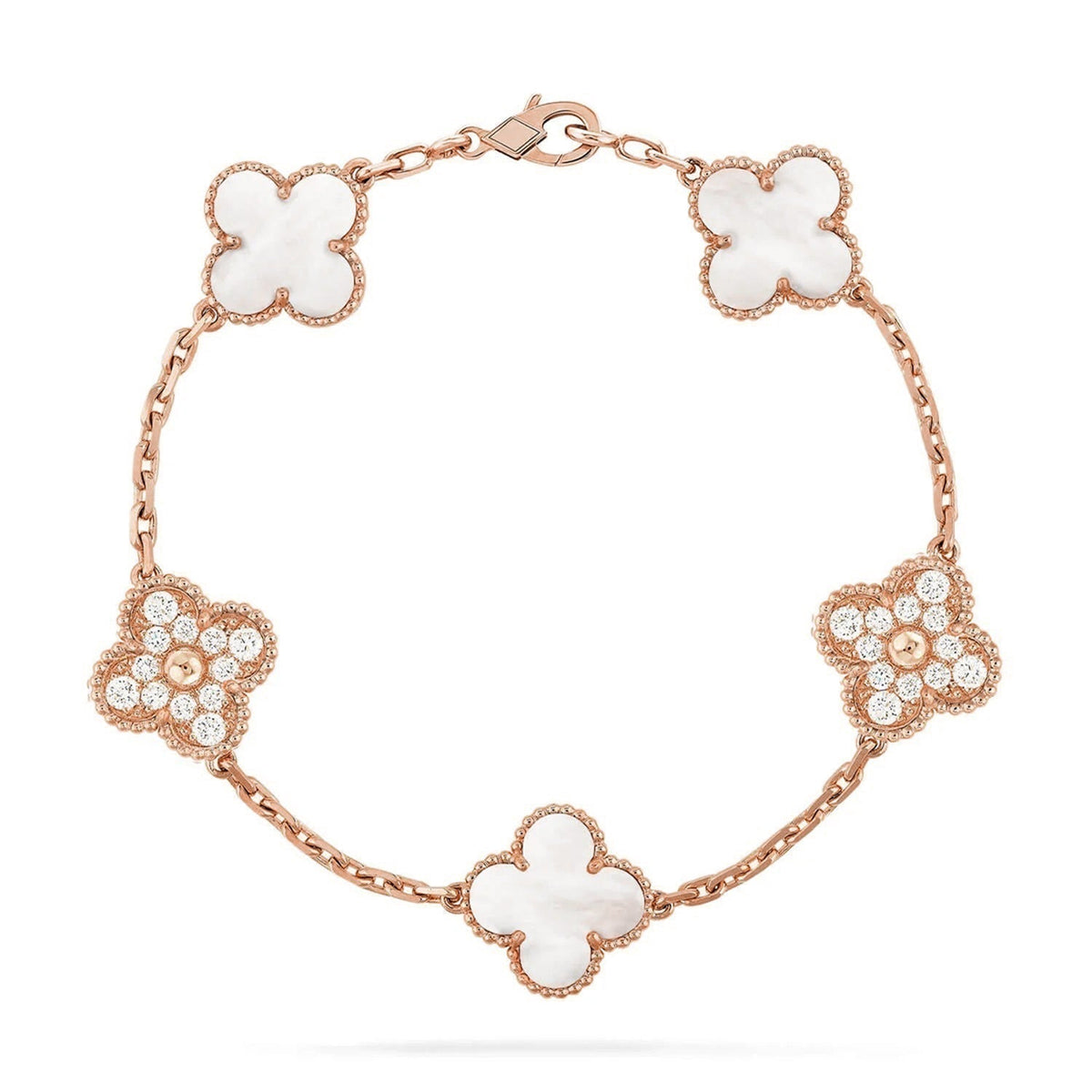 [⭐Spark]CLOVER WHITE PEARL MOP 5 MOTIF BRACELET COLLECTION
