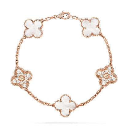 [⭐Spark]CLOVER WHITE PEARL MOP 5 MOTIF BRACELET COLLECTION