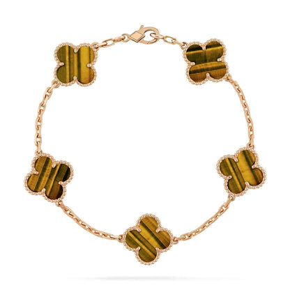 [⭐Spark] CLOVER 5 MOTIFS TIGER EYE BRACELET COLLECTION
