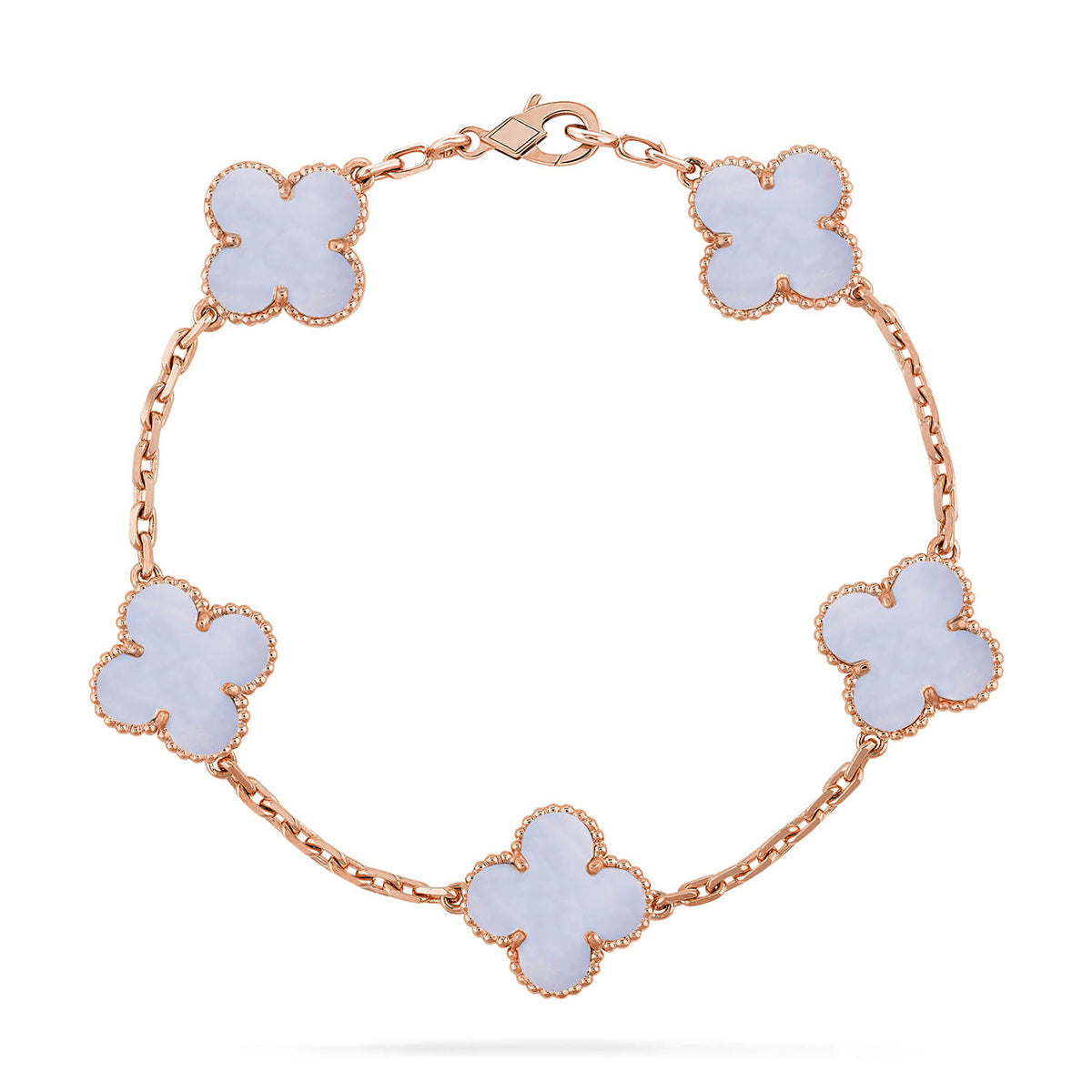 [⭐Spark] CLOVER 5 MOTIF PURPLE CHALCEDONY BRACELET COLLECTION