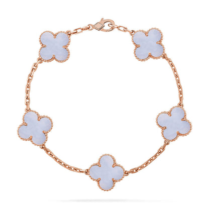 [⭐Spark] CLOVER 5 MOTIF PURPLE CHALCEDONY BRACELET COLLECTION
