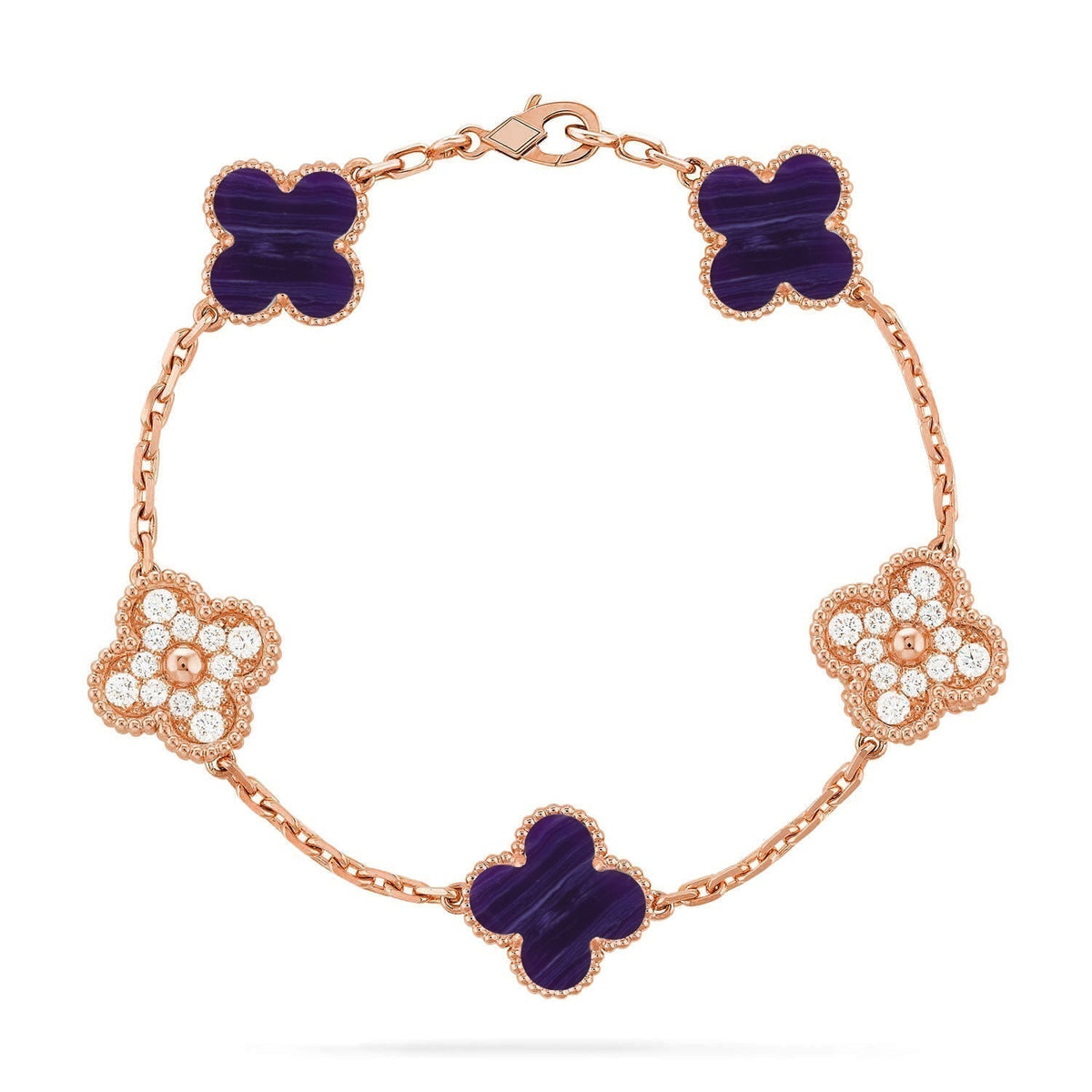 [⭐Spark]CLOVER 5 MOTIF PURPLE STRIPES BRACELET COLLECTION
