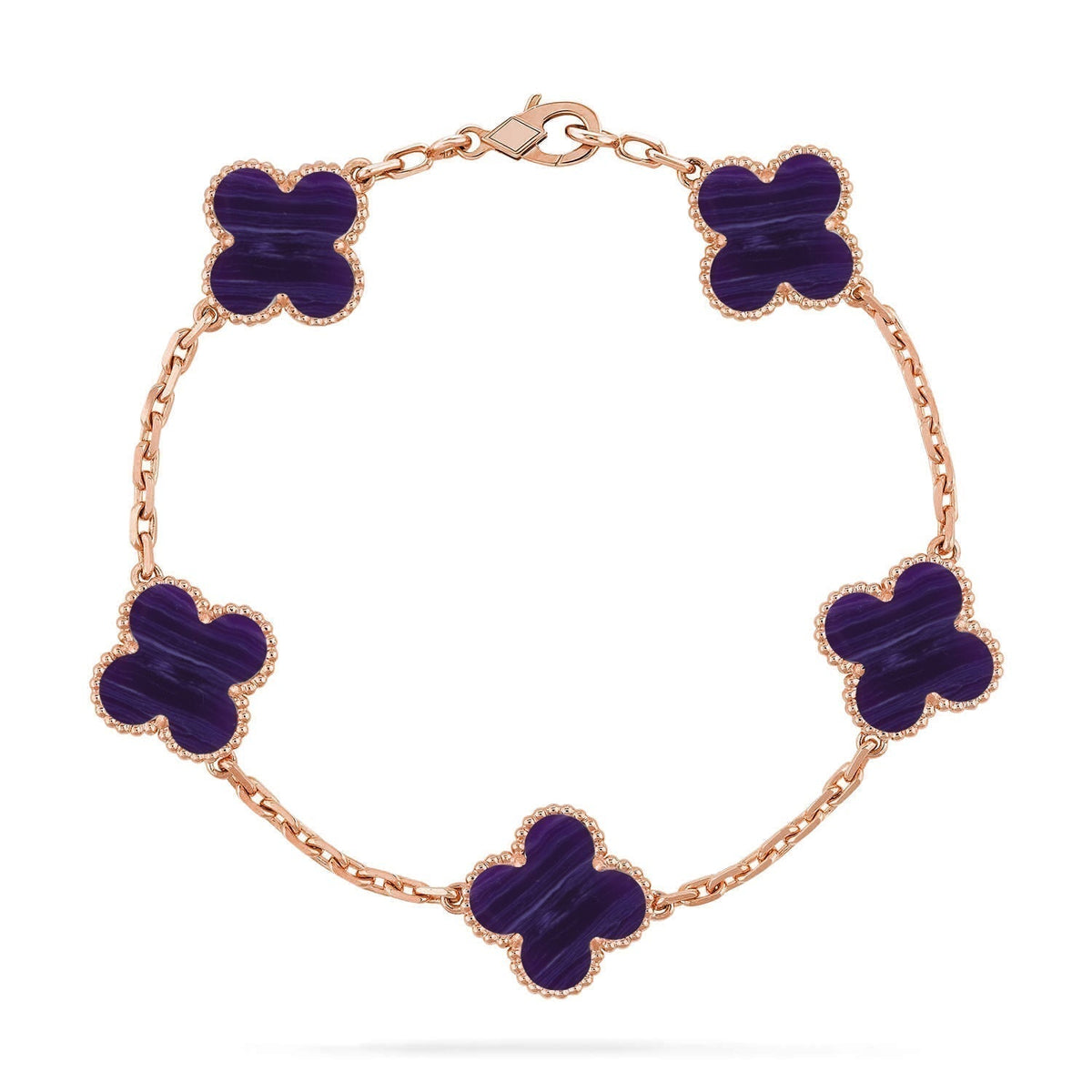 [⭐Spark]CLOVER 5 MOTIF PURPLE STRIPES BRACELET COLLECTION