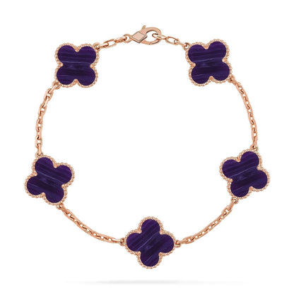 [⭐Spark]CLOVER 5 MOTIF PURPLE STRIPES BRACELET COLLECTION