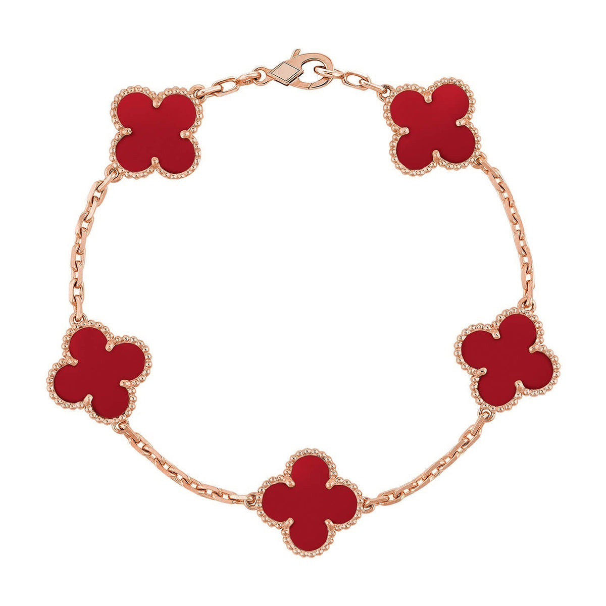 [⭐Spark] CLOVER 5 MOTIF RED CORNELIAN BRACELET COLLECTION