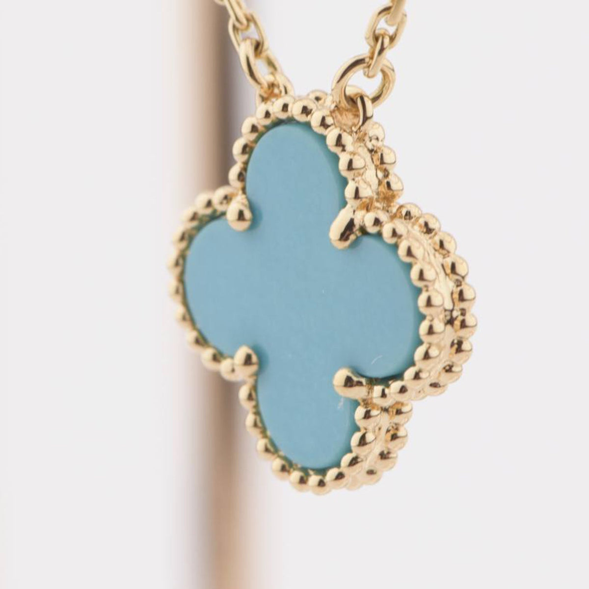 [⭐Spark]CLOVER 15MM VINTAGE TURQUOISE NECKLACE