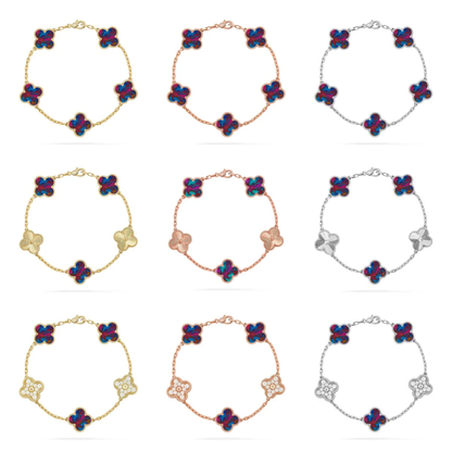 [⭐Spark]CLOVER 5 MOTIF COLOR GEMSTONES BRACELET COLLECTION