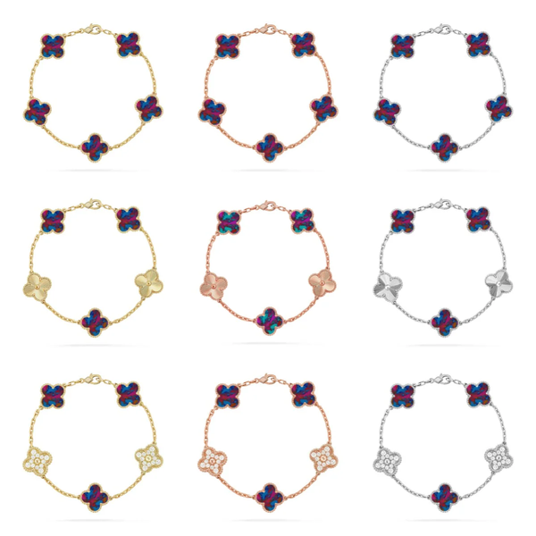 [⭐Spark]CLOVER 5 MOTIF COLOR GEMSTONES BRACELET COLLECTION